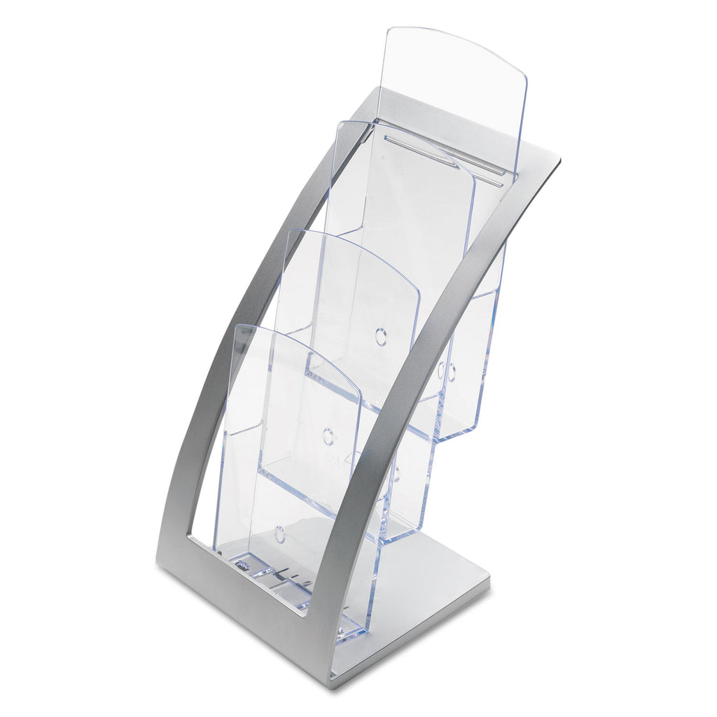 3-Tier Literature Holder, Leaflet Size, 6.75w x 6.94d x 13.31h, Silver - 