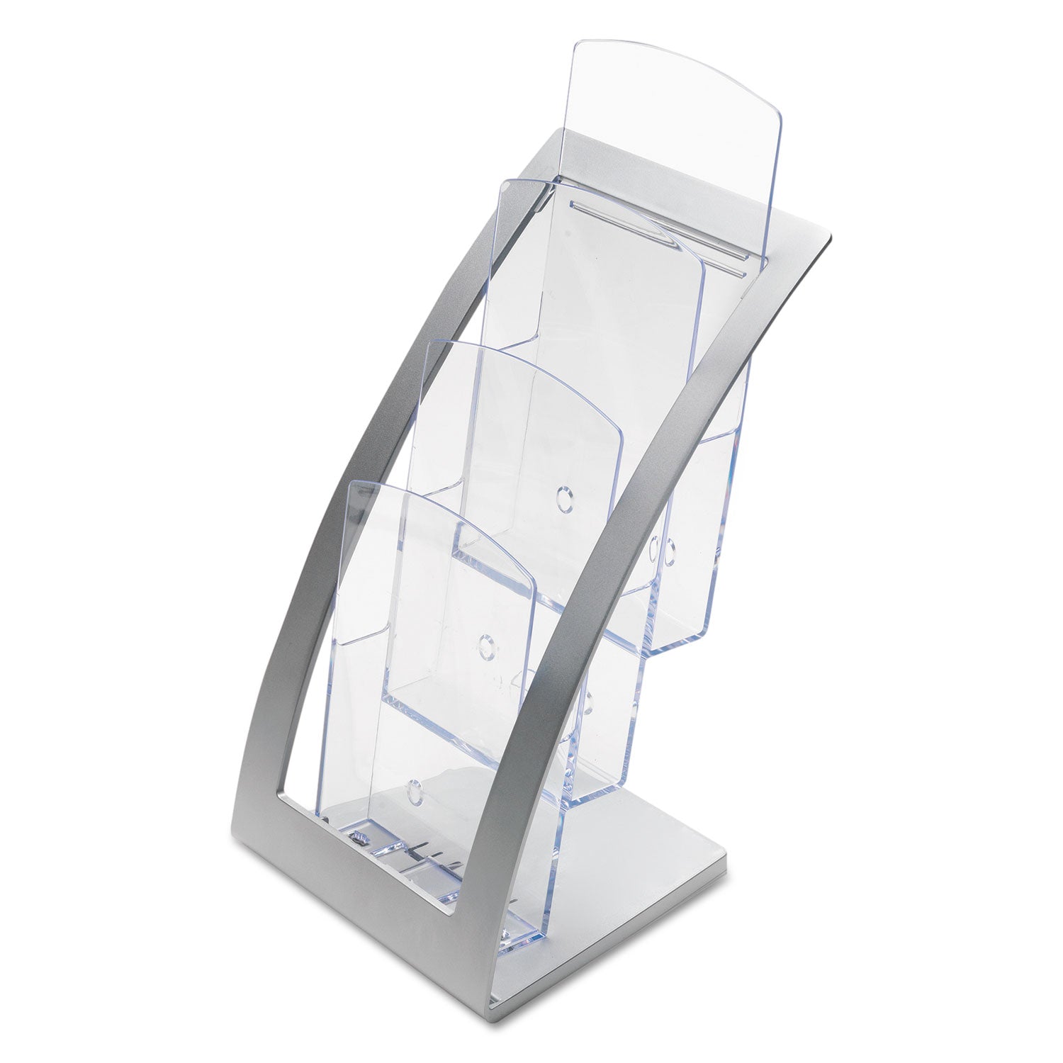 3-Tier Literature Holder, Leaflet Size, 6.75w x 6.94d x 13.31h, Silver - 