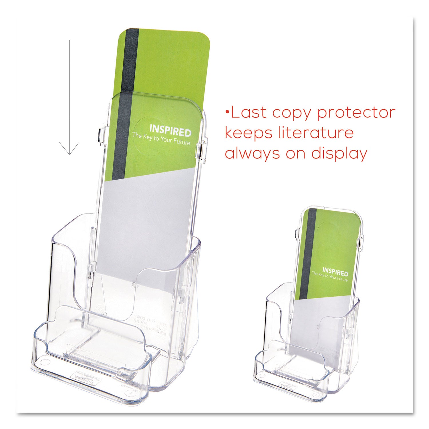 DocuHolder for Countertop/Wall-Mount w/Card Holder, 4.38w x 4.25d x 7.75h, Clear - 
