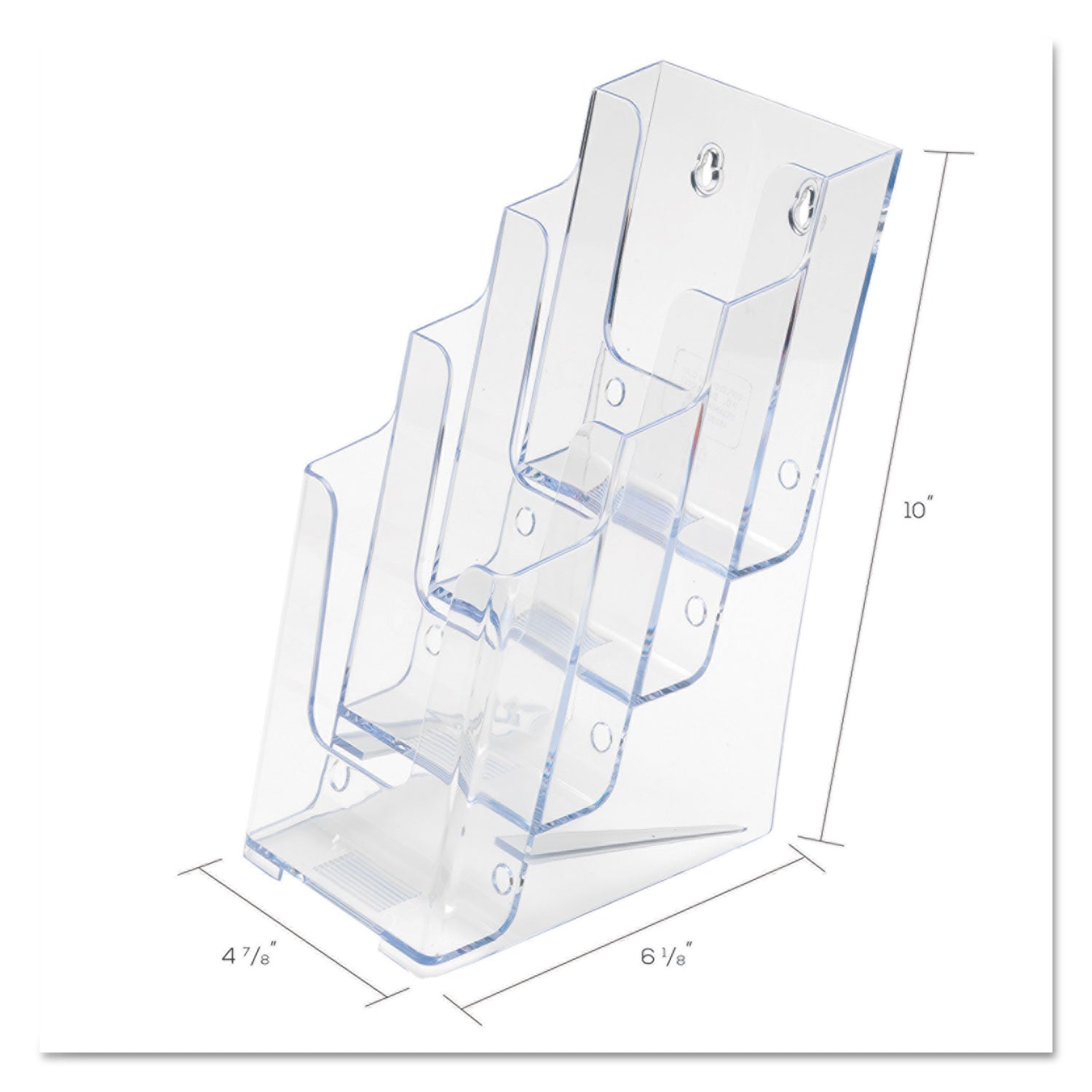 4-Compartment DocuHolder, Leaflet Size, 4.88w x 6.13d x 10h, Clear - 