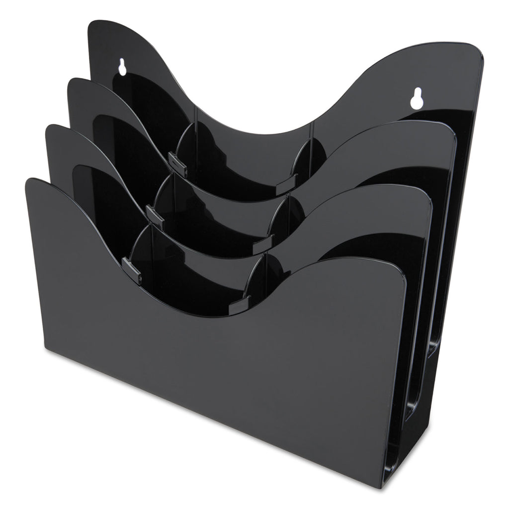3-Tier Document Organizer w/6 Removable Dividers, 13.38w x 3.5d x 11.5h, Black - 