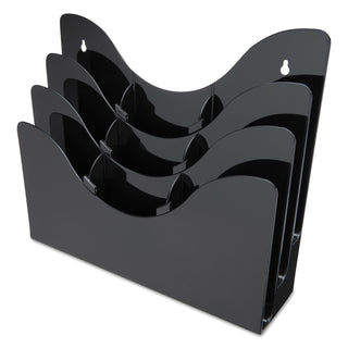 3-Tier Document Organizer w/6 Removable Dividers, 13.38w x 3.5d x 11.5h, Black - 