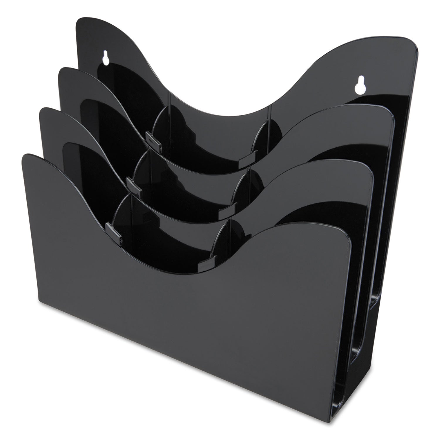 3-Tier Document Organizer w/6 Removable Dividers, 13.38w x 3.5d x 11.5h, Black - 