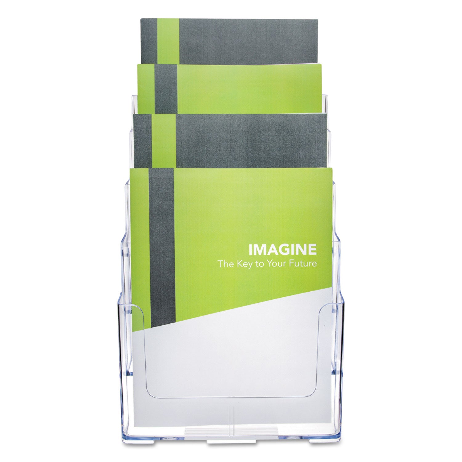 4-Compartment DocuHolder, Magazine Size, 9.38w x 7d x 13.63h, Clear, Ships in 4-6 Business Days - 