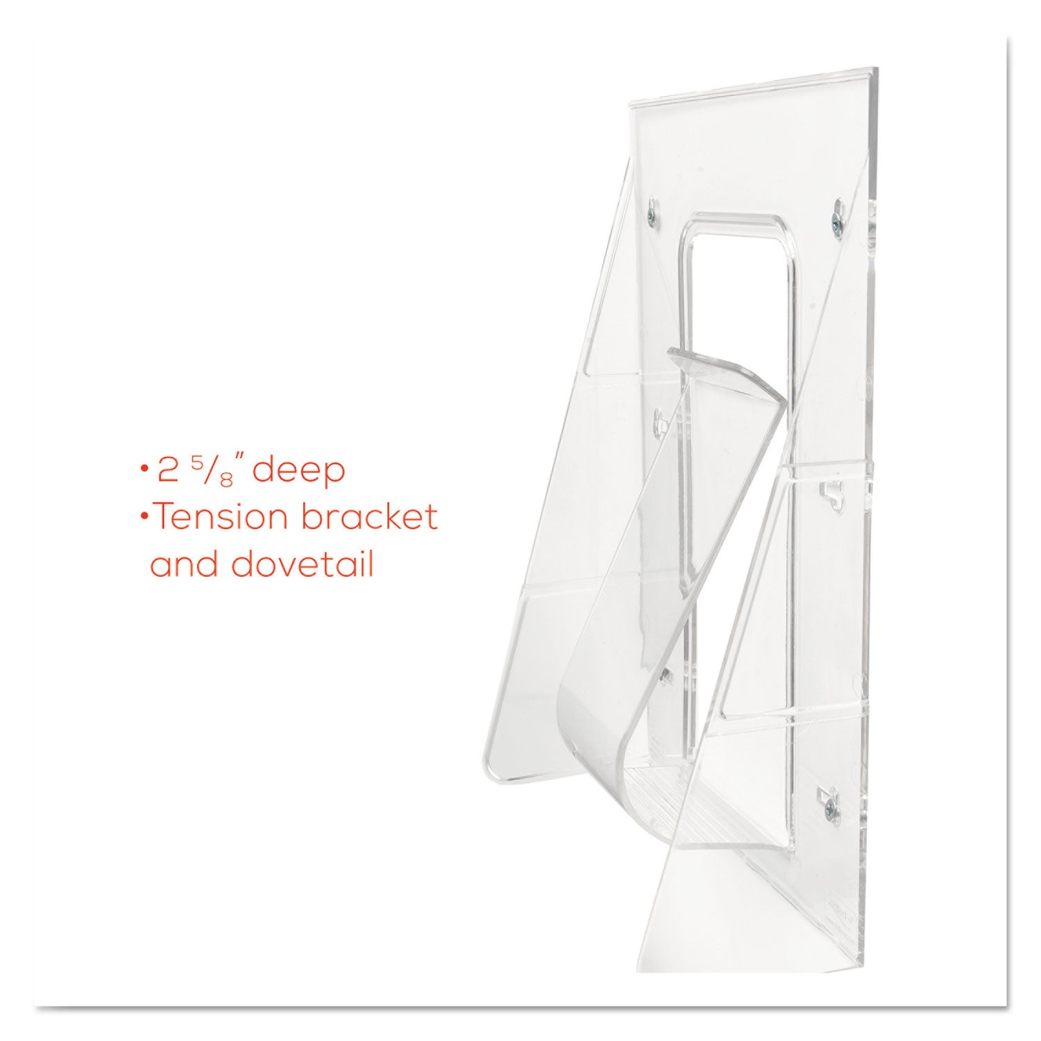 Stand-Tall Wall-Mount Literature Rack, Magazine, 9.13w x 3.25d x 11.88h, Clear - 