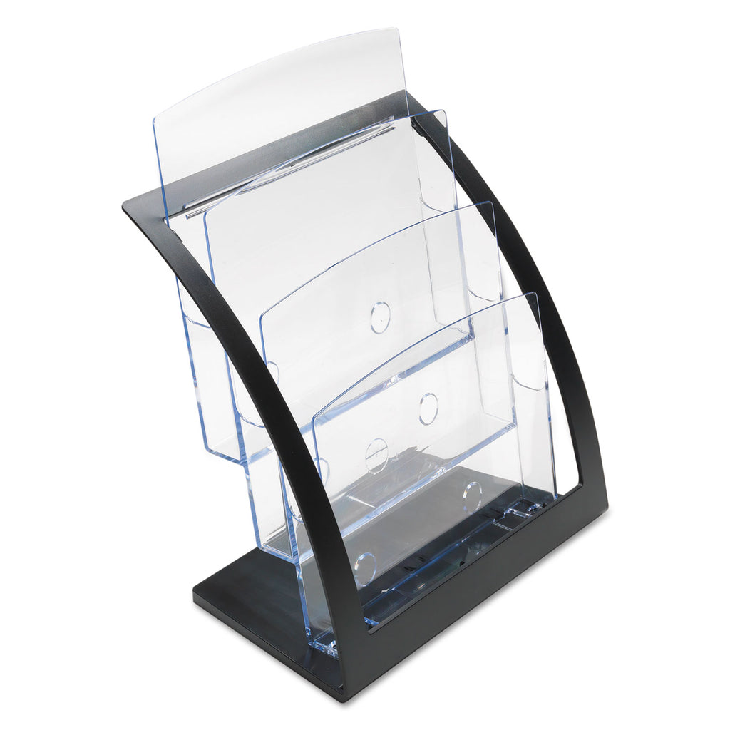 3-Tier Literature Holder, Leaflet Size, 11.25w x 6.94d x 13.31h, Black, Ships in 4-6 Business Days - 