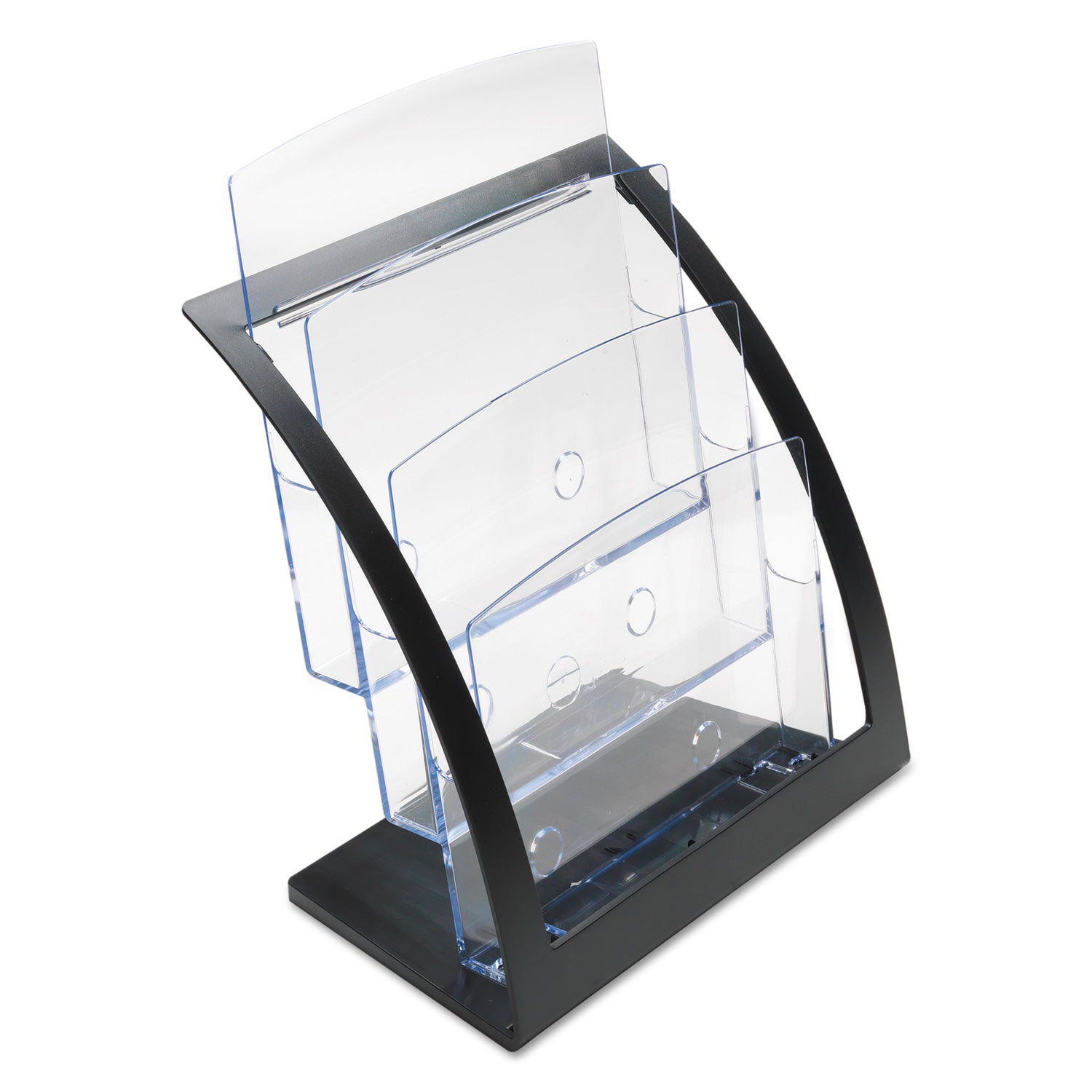 3-Tier Literature Holder, Leaflet Size, 11.25w x 6.94d x 13.31h, Black, Ships in 4-6 Business Days - 