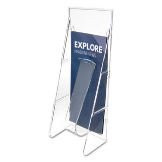 Stand-Tall Wall-Mount Literature Rack, Leaflet, 4.56w x 3.25d x 11.88h, Clear - 