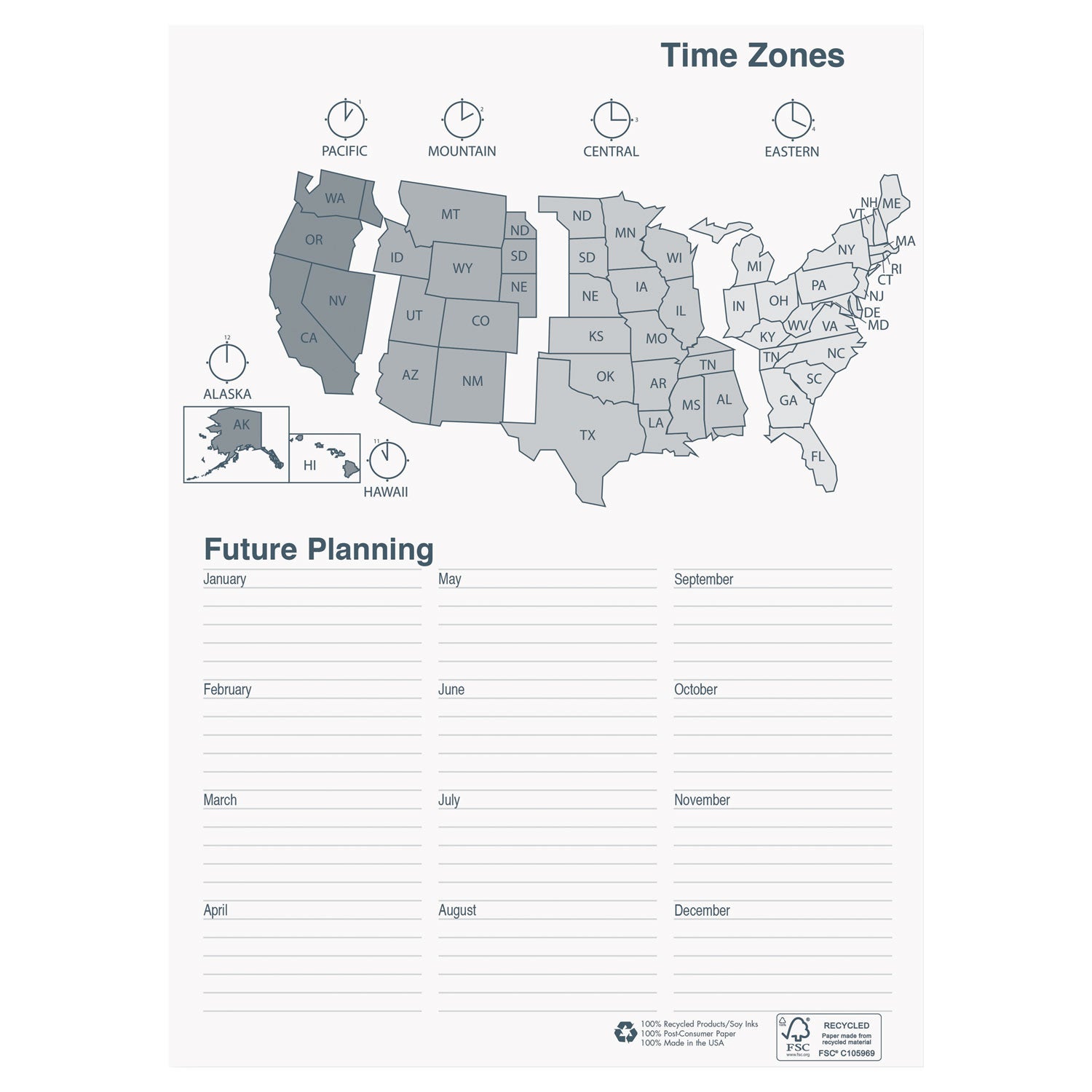 14-Month Recycled Ruled Monthly Planner, 11 x 8.5, Black Cover, 14-Month (July to Aug): 2023 to 2024 - 