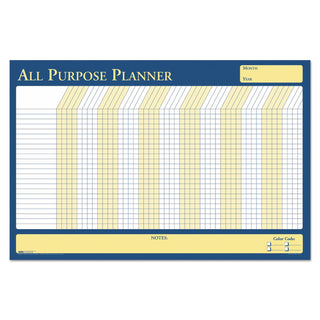 100% Recycled All-Purpose/Vacation Planner, 36 x 24, White/Blue/Yellow Surface - 