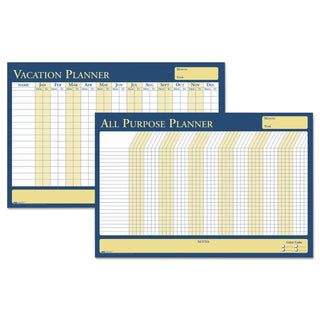 100% Recycled All-Purpose/Vacation Planner, 36 x 24, White/Blue/Yellow Surface