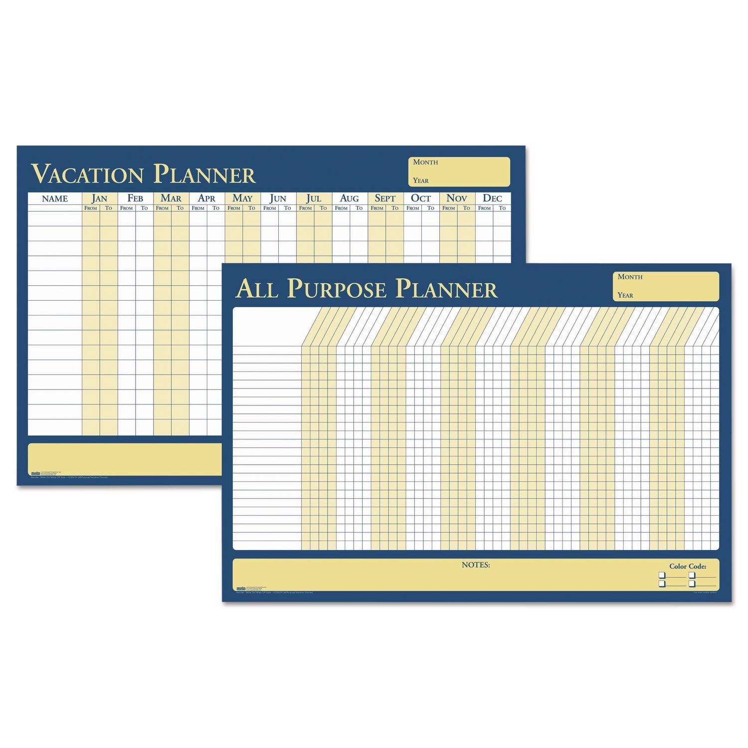 100% Recycled All-Purpose/Vacation Planner, 36 x 24, White/Blue/Yellow Surface