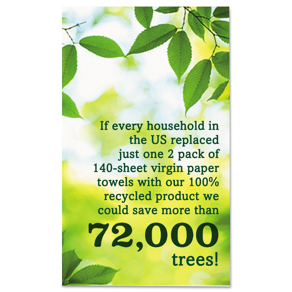 100% Recycled Paper Kitchen Towel Rolls, 2-Ply, 11 x 5.4, 140 Sheets/Roll, 24 Rolls/Carton