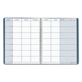 Recycled Teacher's Planner, Weekly, Two-Page Spread (Seven Classes), 11 x 8.5, Blue Cover