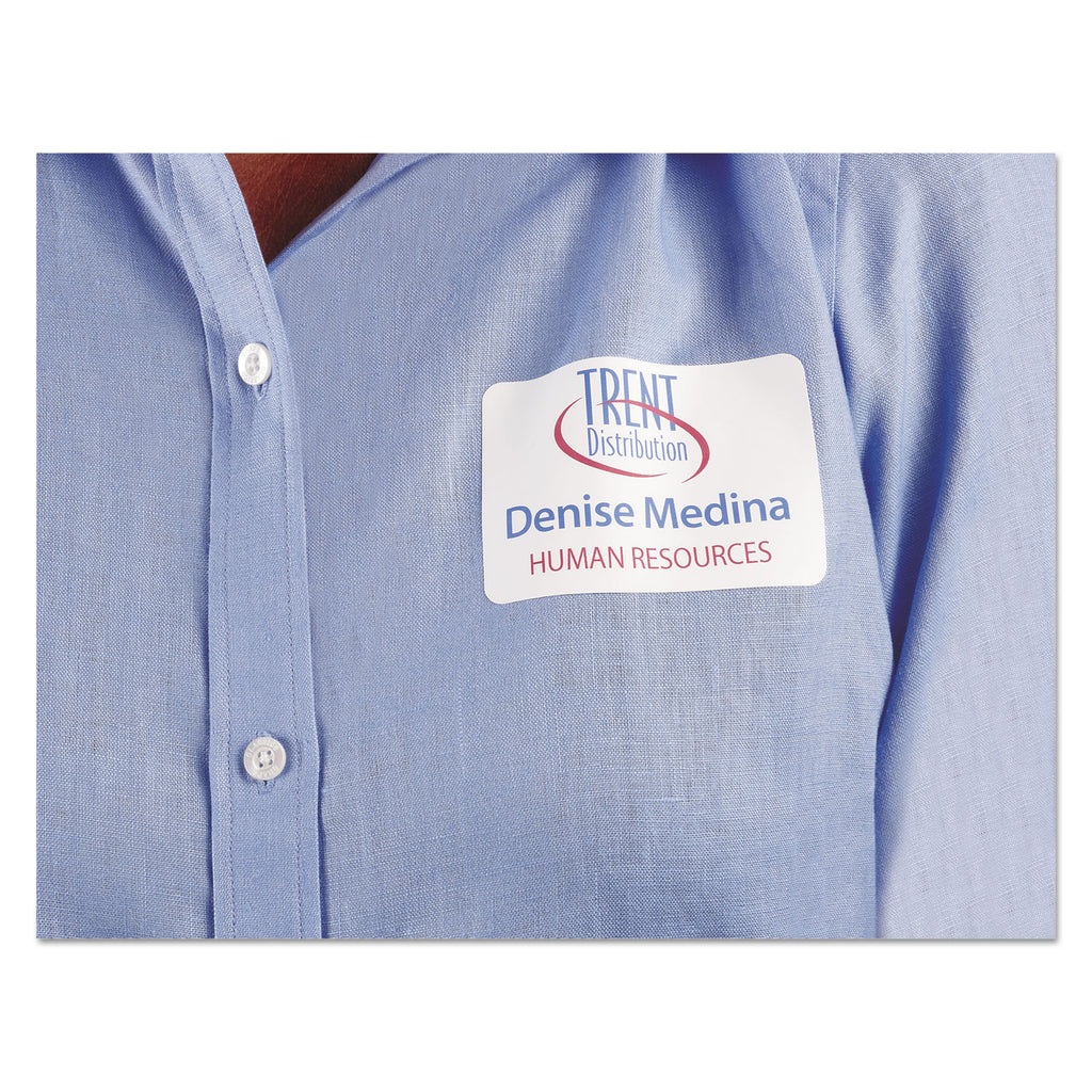 Flexible Adhesive Name Badge Labels, 3.38 x 2.33, White, 400/Box