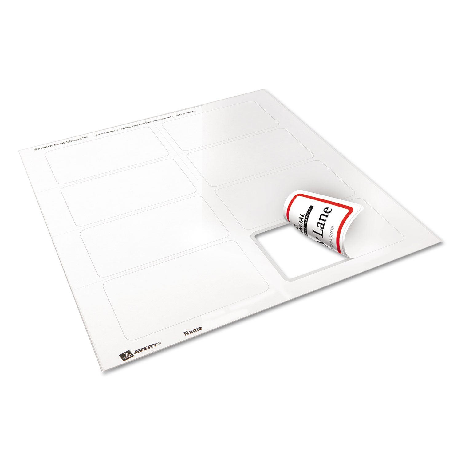 Flexible Adhesive Name Badge Labels, 3.38 x 2.33, White/Red Border, 400/Box