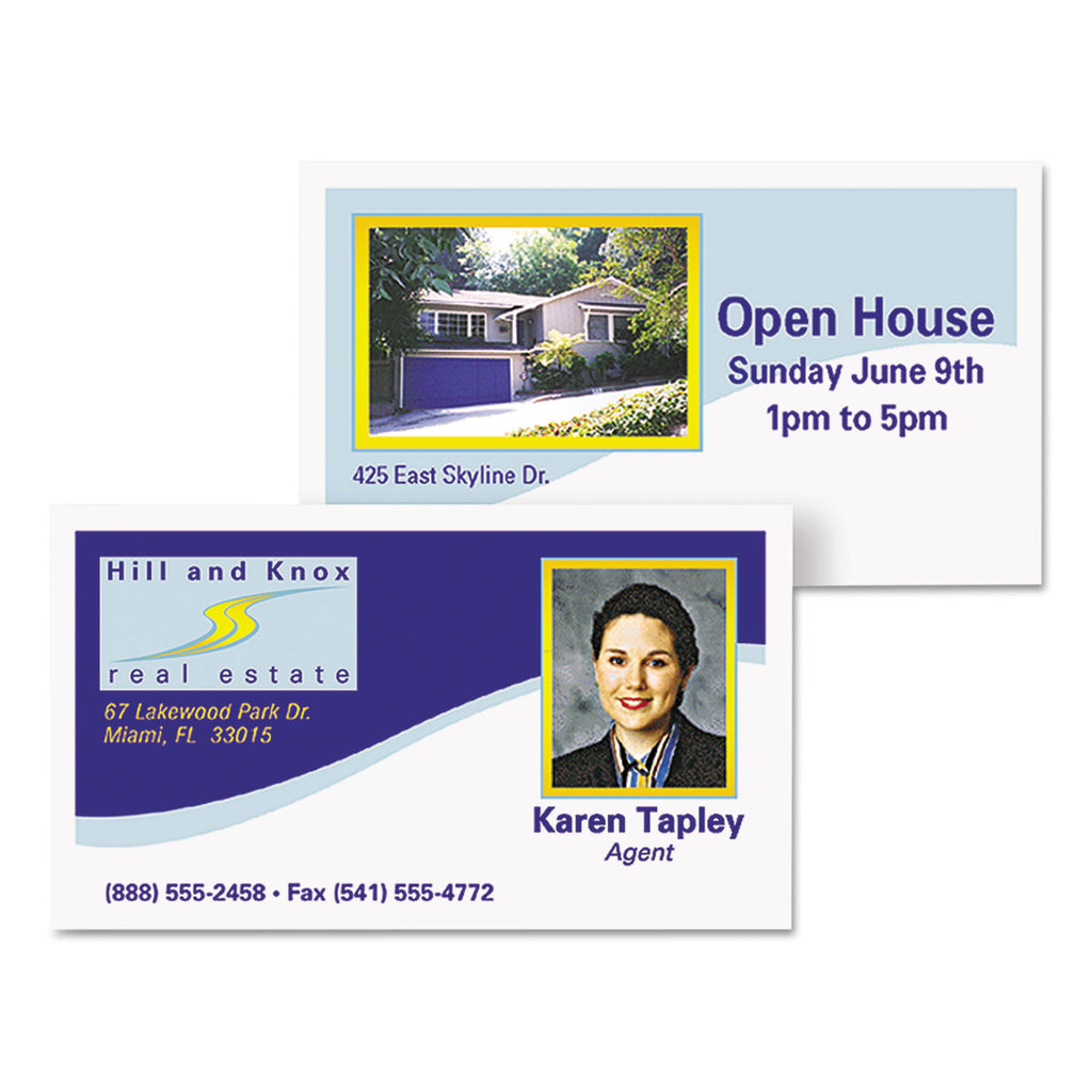 Clean Edge Business Cards, Laser, 2 x 3.5, White, 200 Cards, 10 Cards/Sheet, 20 Sheets/Pack