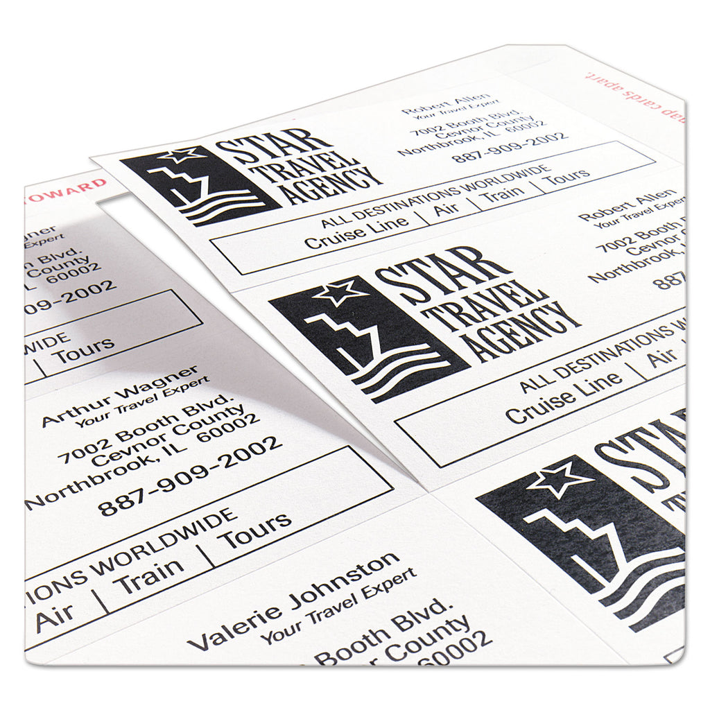 Clean Edge Business Cards, Laser, 2 x 3.5, White, 200 Cards, 10 Cards/Sheet, 20 Sheets/Pack