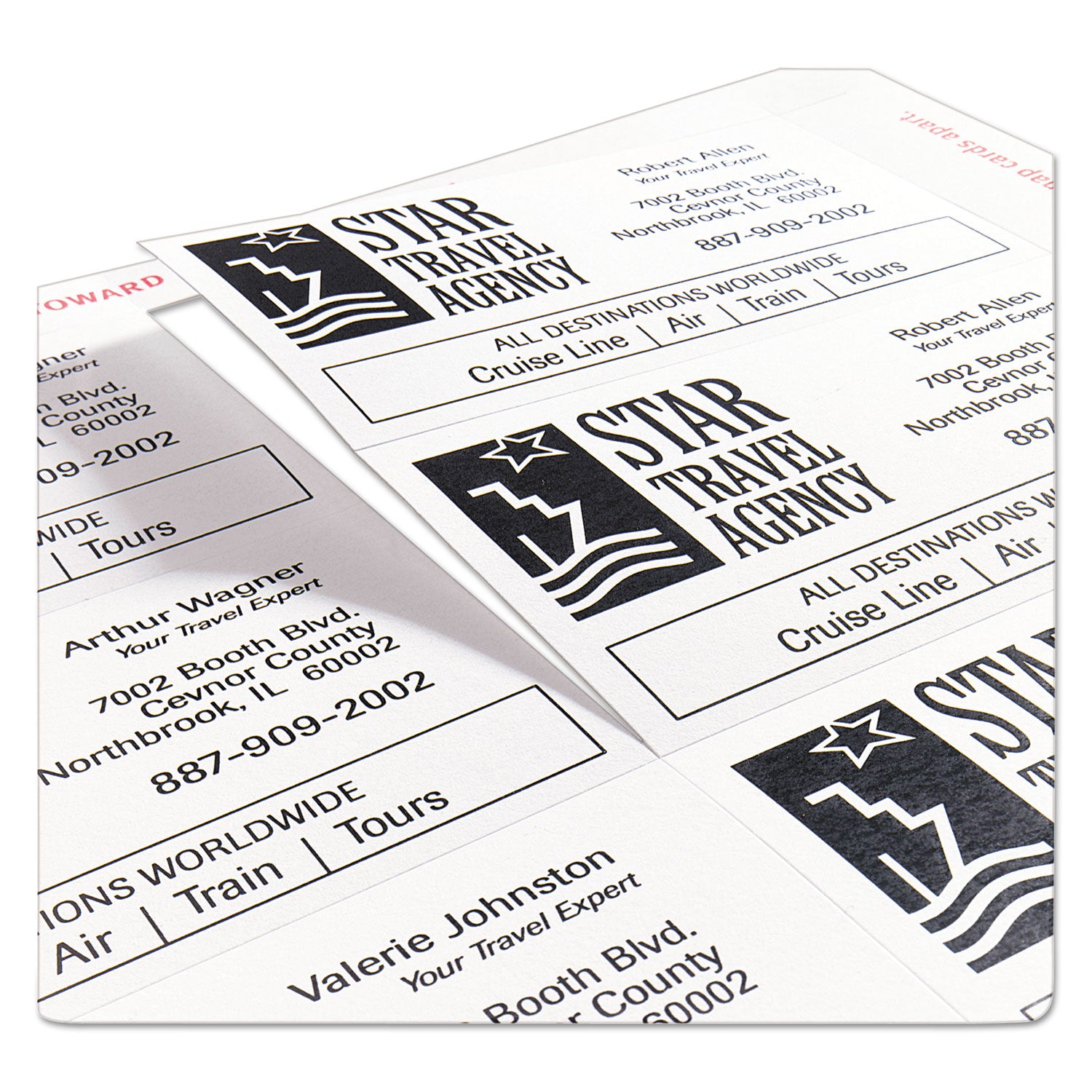 Clean Edge Business Cards, Laser, 2 x 3.5, White, 200 Cards, 10 Cards/Sheet, 20 Sheets/Pack