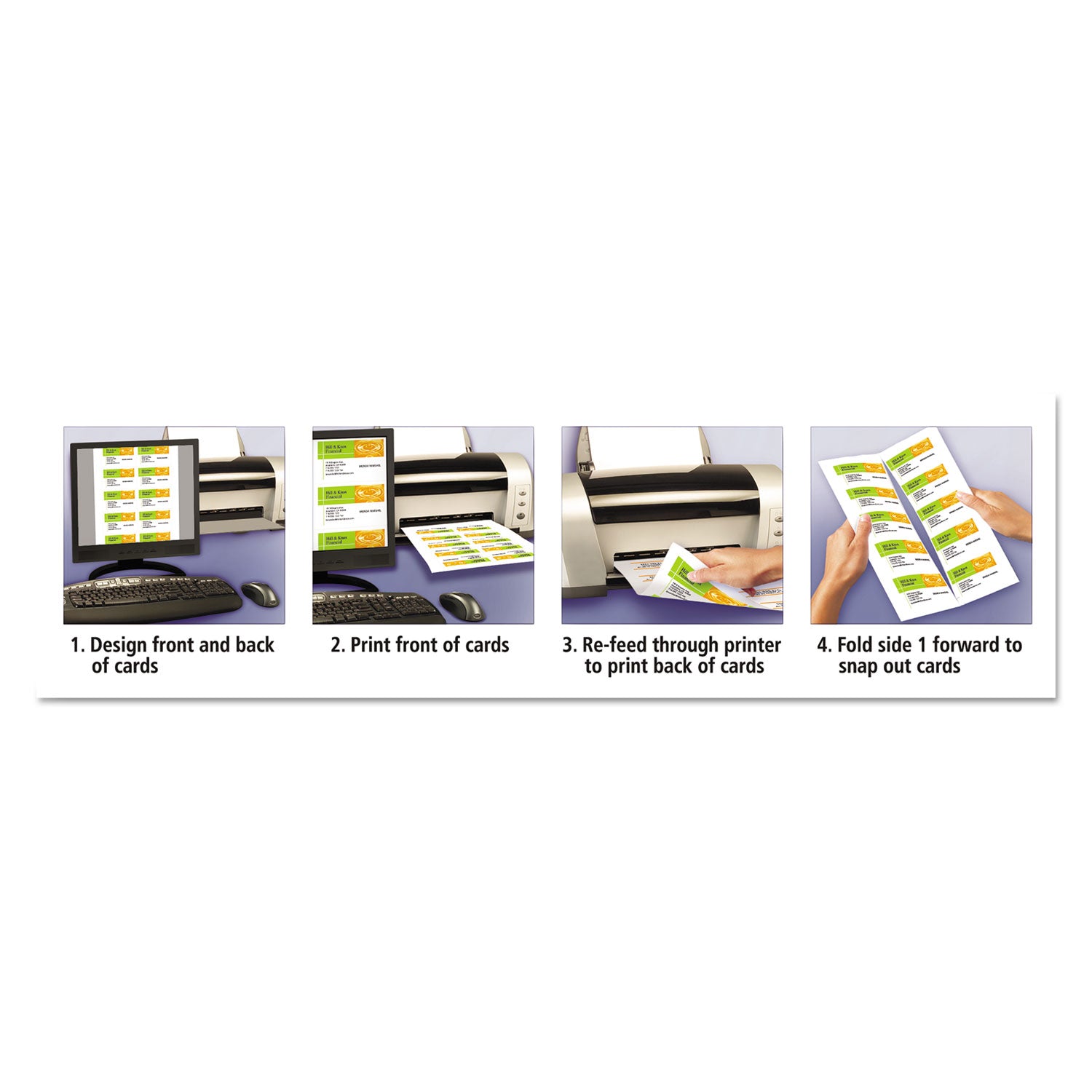 Clean Edge Business Cards, Laser, 2 x 3.5, Ivory, 200 Cards, 10 Cards/Sheet, 20 Sheets/Pack