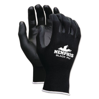 Economy PU Coated Work Gloves, Black, X-Small, Dozen