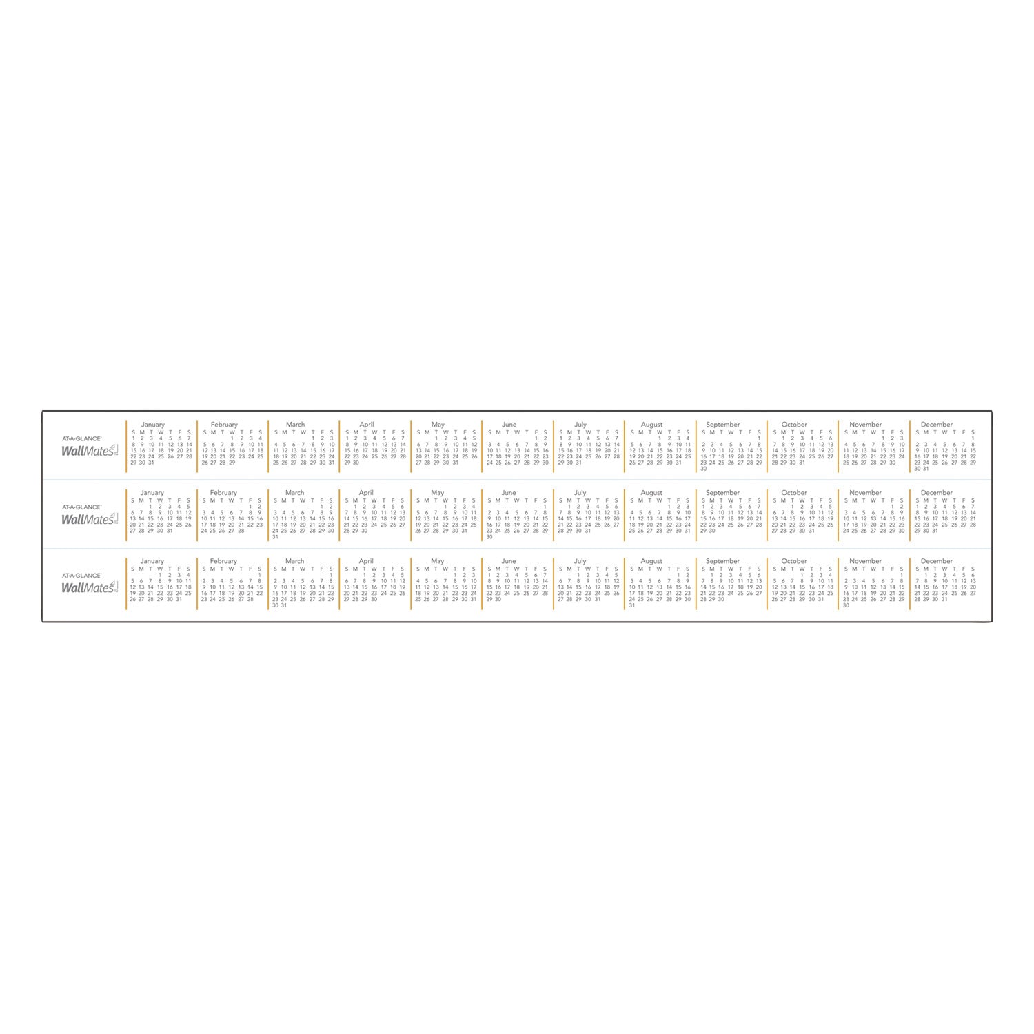 WallMates Self-Adhesive Dry Erase Monthly Planning Surfaces, 24 x 18, White/Gray/Orange Sheets, Undated - 2