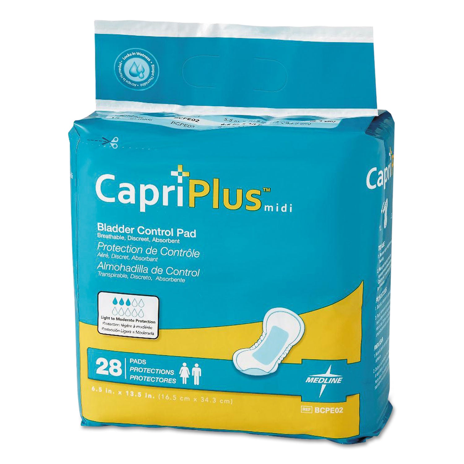 capri-plus-bladder-control-pads-extra-plus-65-x-135-28-pack-6-carton_miibcpe02ct - 1