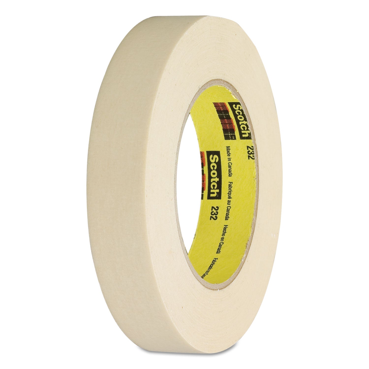 High-Performance Masking Tape 232, 3" Core, 18 mm x 55 m, Tan - 