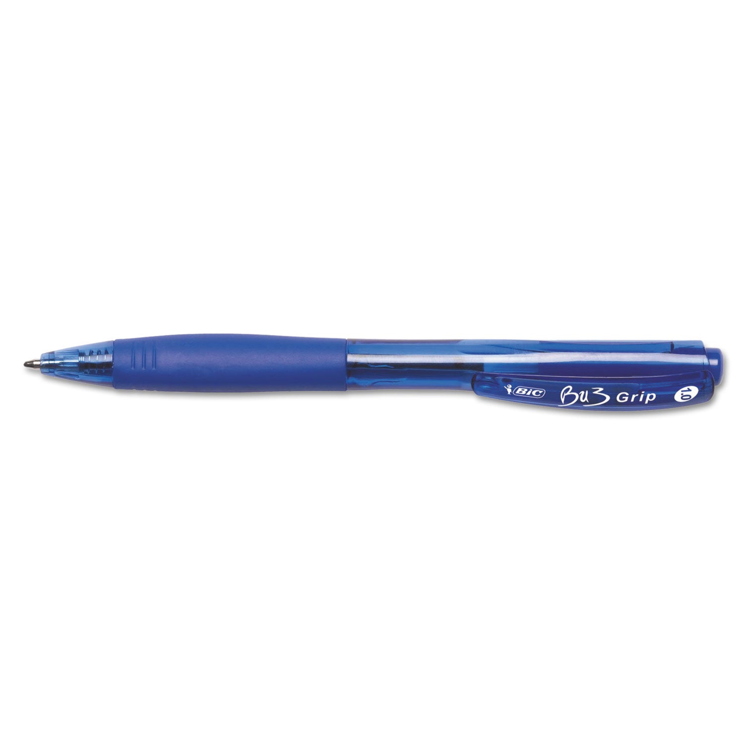 BU3 Ballpoint Pen, Retractable, Bold 1 mm, Blue Ink, Translucent Blue/Blue Barrel, Dozen - 