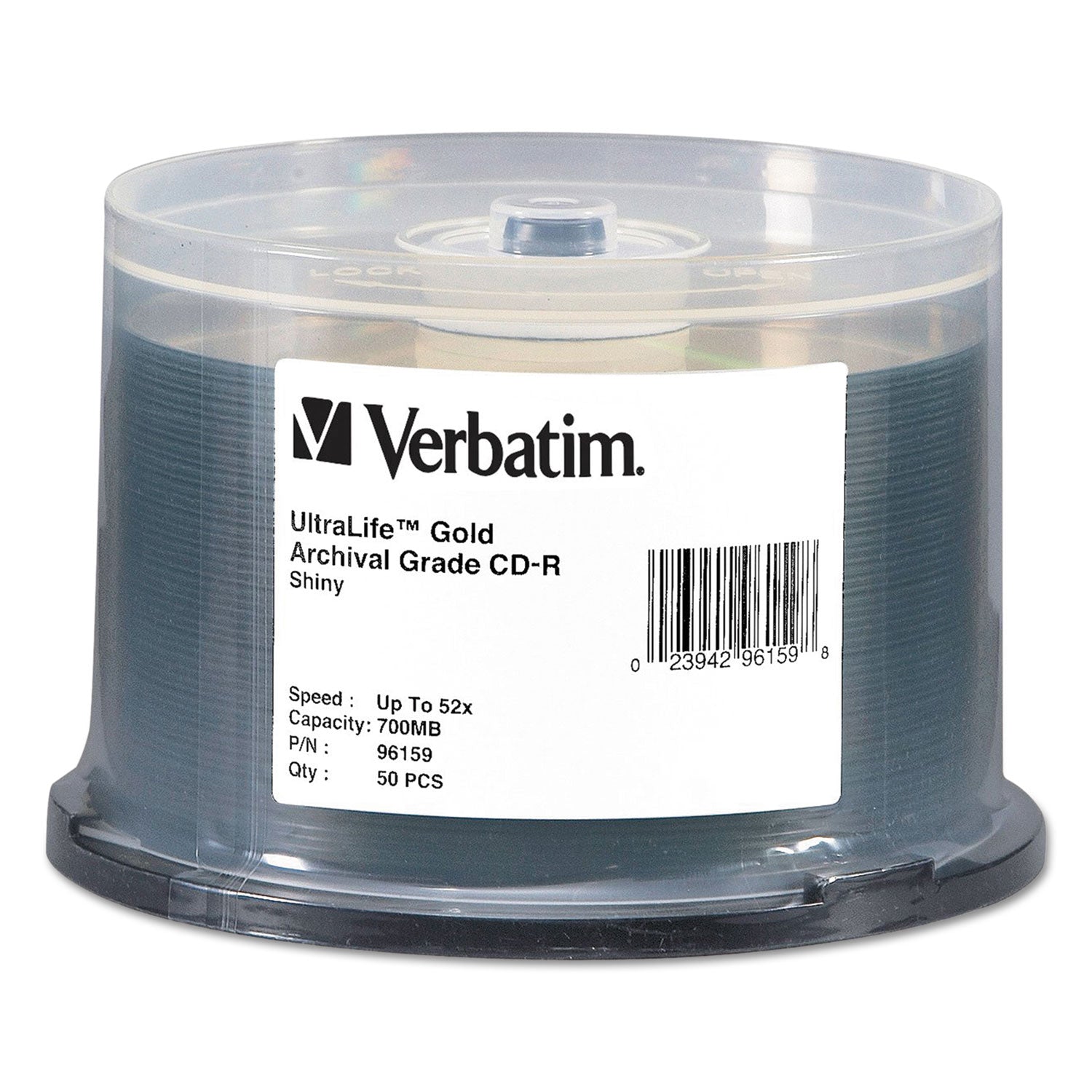 CD-R Archival Grade Recordable Disc, 700 MB/80 min, 52x, Spindle, Gold, 50/Pack - 