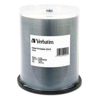 CD-R Printable Recordable Disc, 700 MB/80 min, 52x, Spindle, Silver, 100/Pack - 