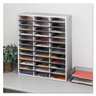 Literature Organizer, 36 Letter Compartments, 29 x 11.88 x 34.69, Dove Gray - 
