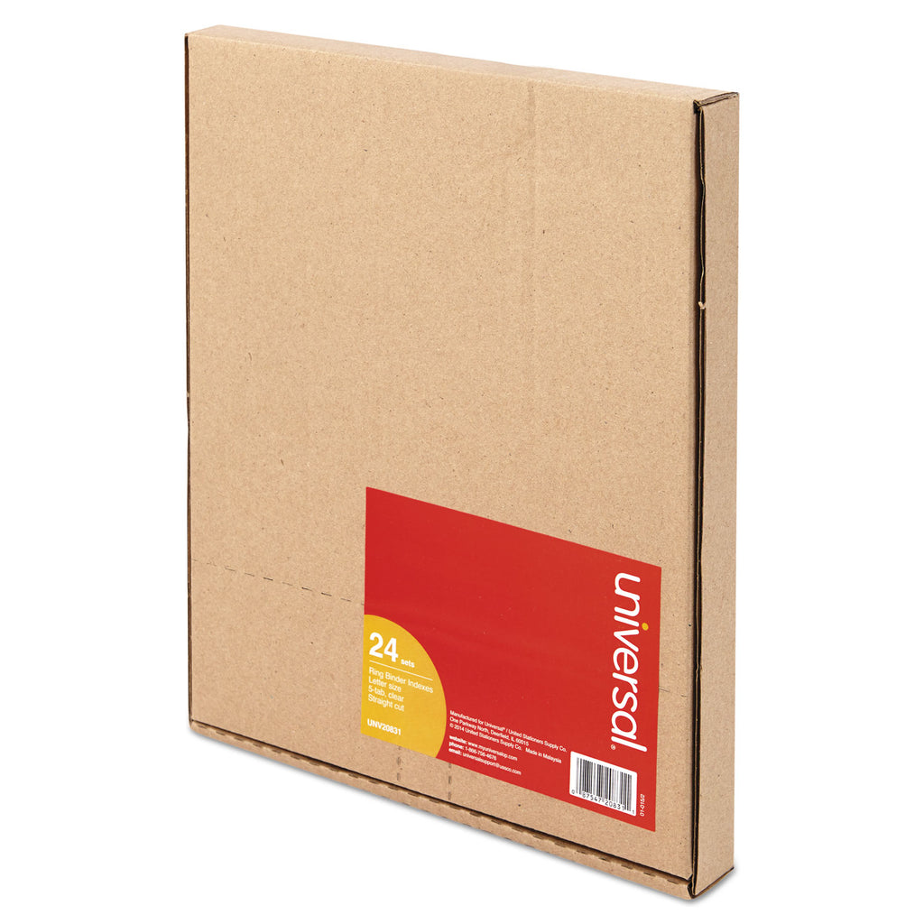 Insertable Tab Index, 5-Tab, 11 x 8.5, Buff, Clear Tabs, 24 Sets - 