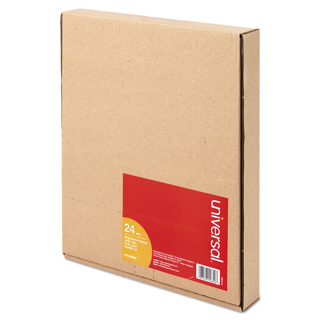 Insertable Tab Index, 8-Tab, 11 x 8.5, Buff, Assorted Tabs, 24 Sets - 
