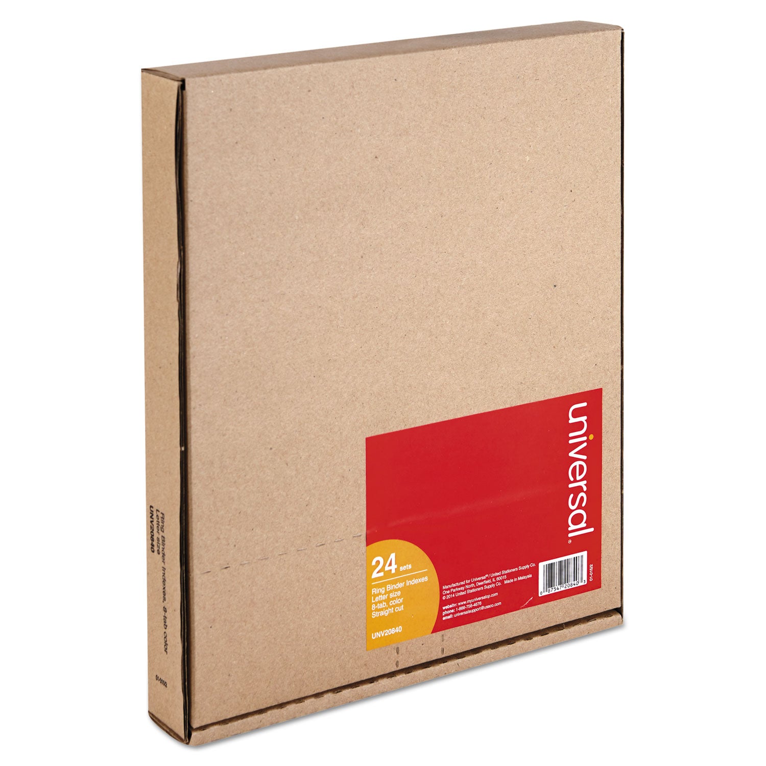 Insertable Tab Index, 8-Tab, 11 x 8.5, Buff, Assorted Tabs, 24 Sets - 