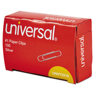 Paper Clips, #1, Smooth, Silver, 100 Clips/Box, 10 Boxes/Pack