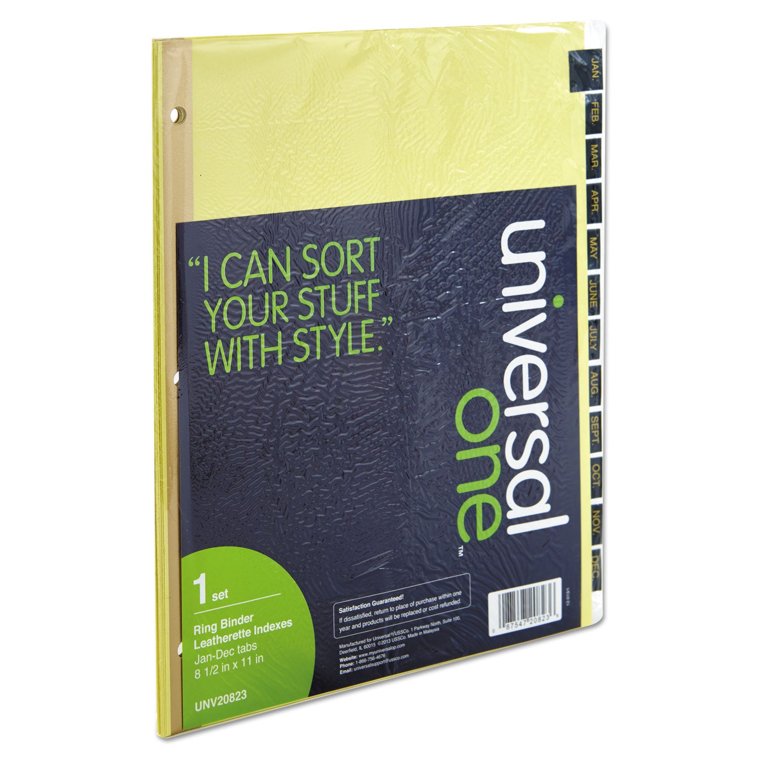 Deluxe Preprinted Simulated Leather Tab Dividers with Gold Printing, 12-Tab, Jan. to Dec., 11 x 8.5, Buff, 1 Set - 