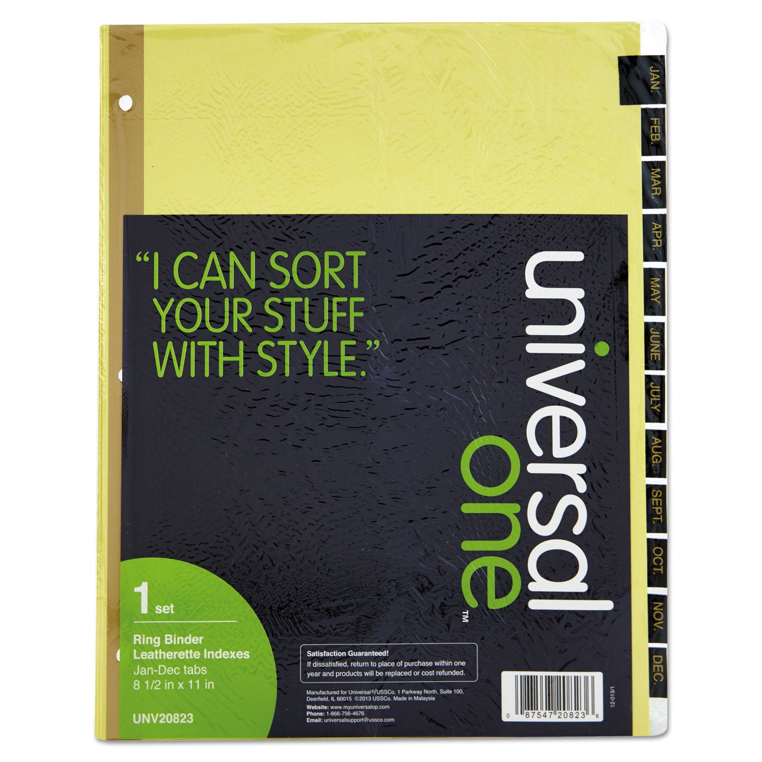 Deluxe Preprinted Simulated Leather Tab Dividers with Gold Printing, 12-Tab, Jan. to Dec., 11 x 8.5, Buff, 1 Set - 