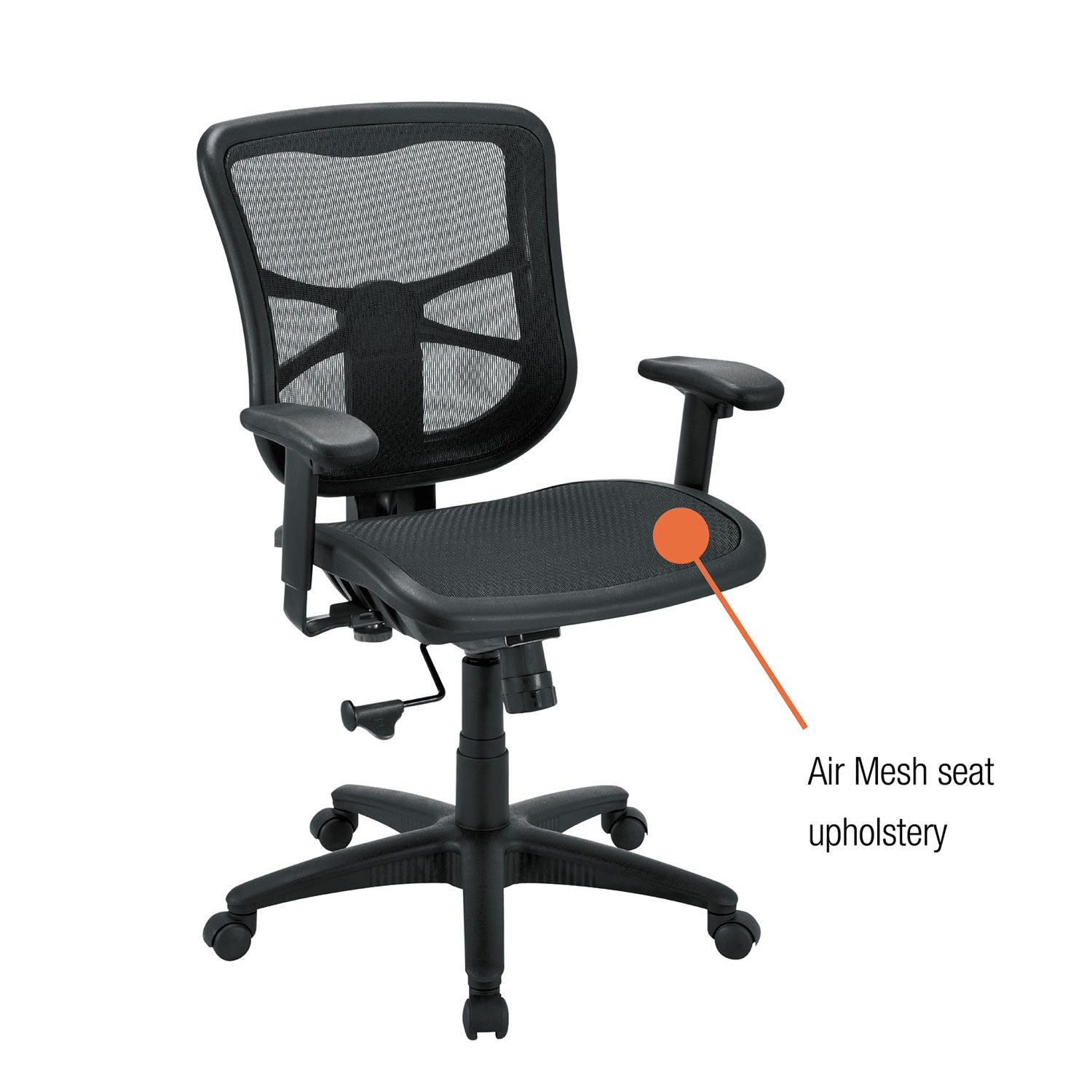 Alera Elusion Series Mesh Mid-Back Swivel/Tilt Chair, Supports Up to 275 lb, 17.9" to 21.6" Seat Height, Black - 