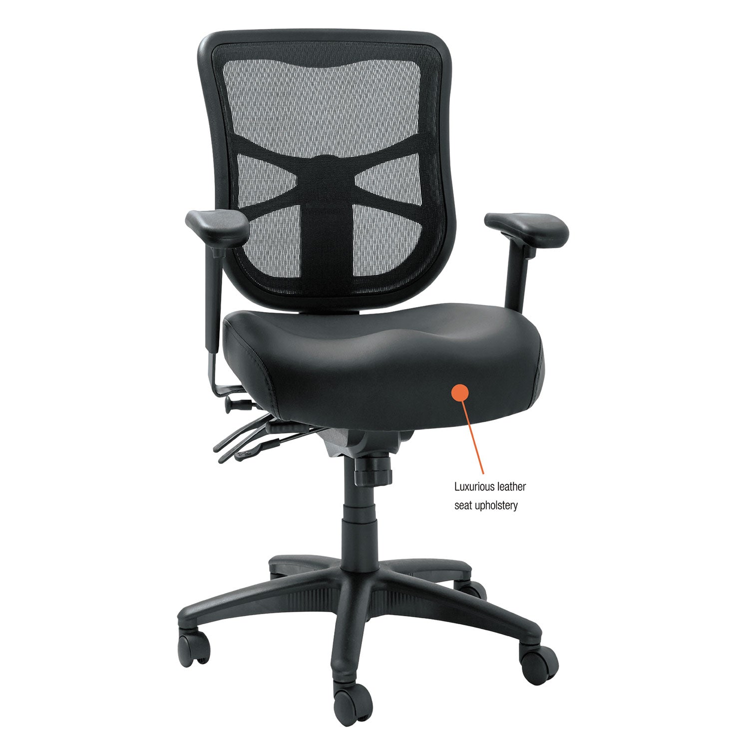 Alera Elusion Series Mesh Mid-Back Multifunction Chair, Supports Up to 275 lb, 17.7" to 21.4" Seat Height, Black - 