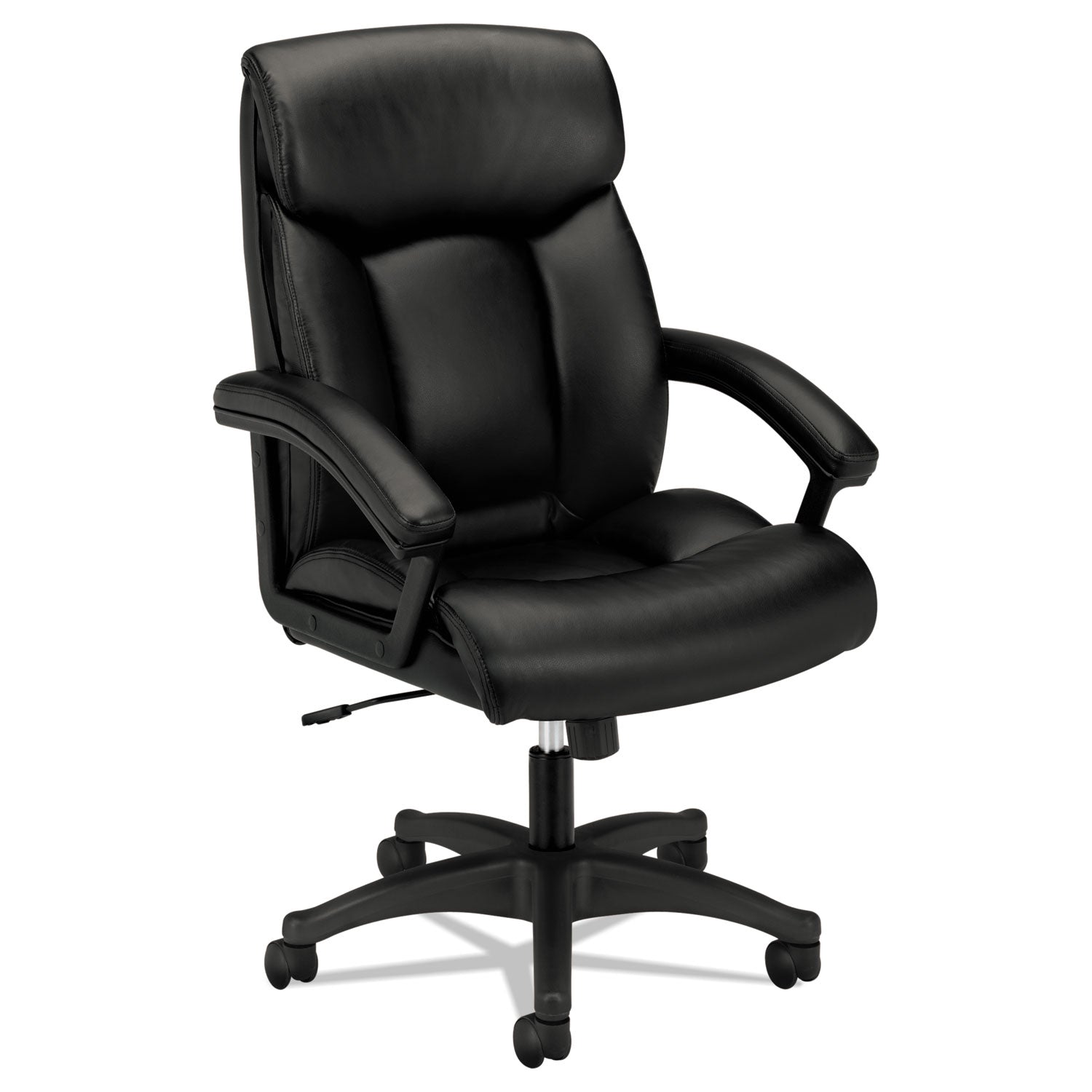HVL151 Executive High-Back Leather Chair, Supports Up to 250 lb, 17.75" to 21.5" Seat Height, Black - 