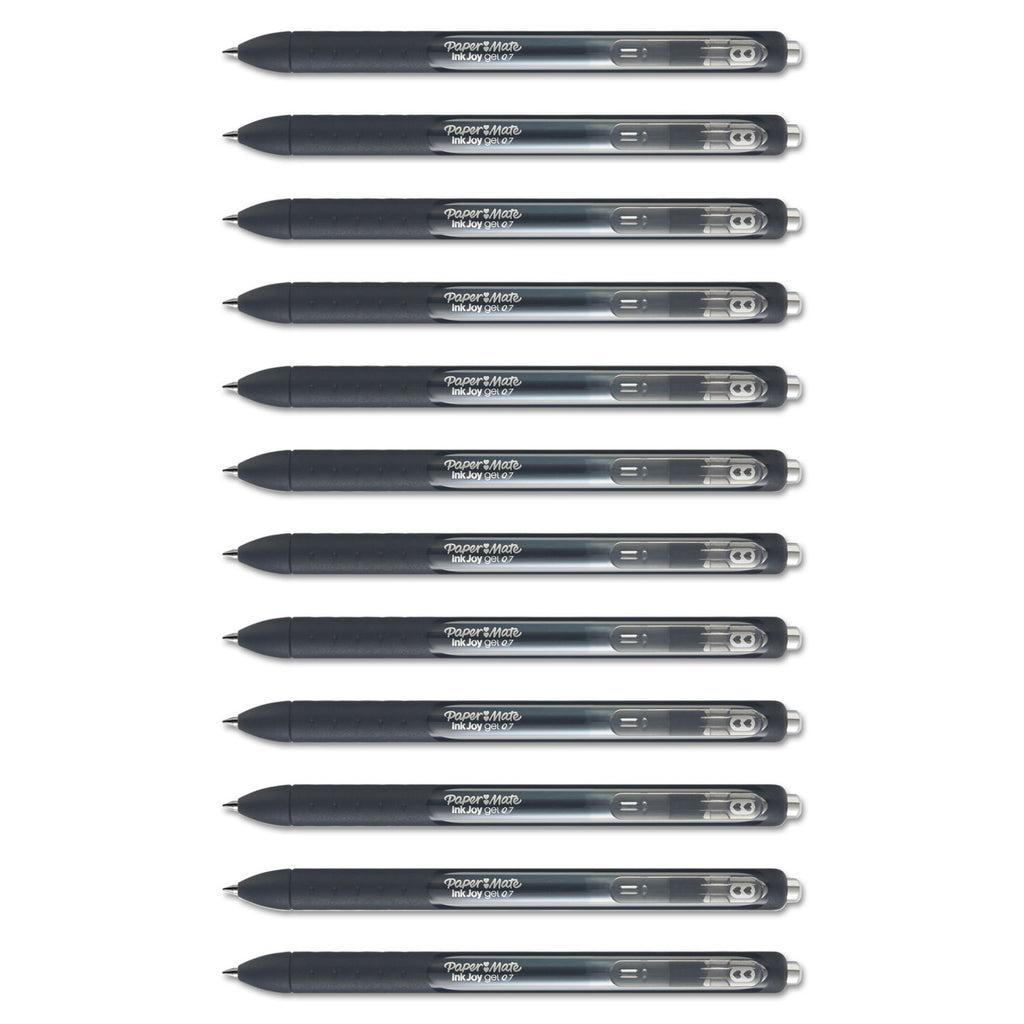 InkJoy Gel Pen, Retractable, Medium 0.7 mm, Black Ink, Black Barrel, Dozen