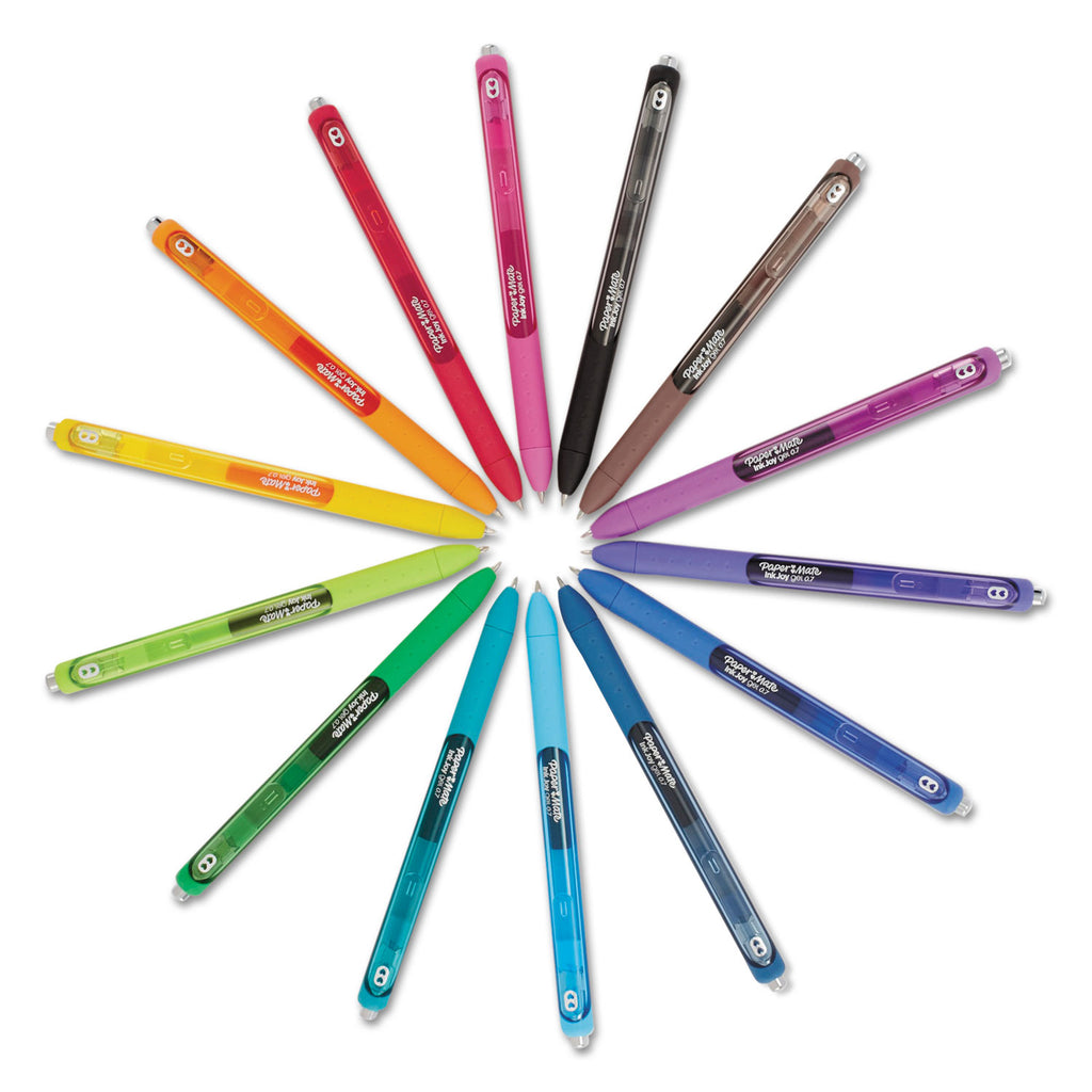 InkJoy Gel Pen, Retractable, Medium 0.7 mm, Black Ink, Black Barrel, Dozen