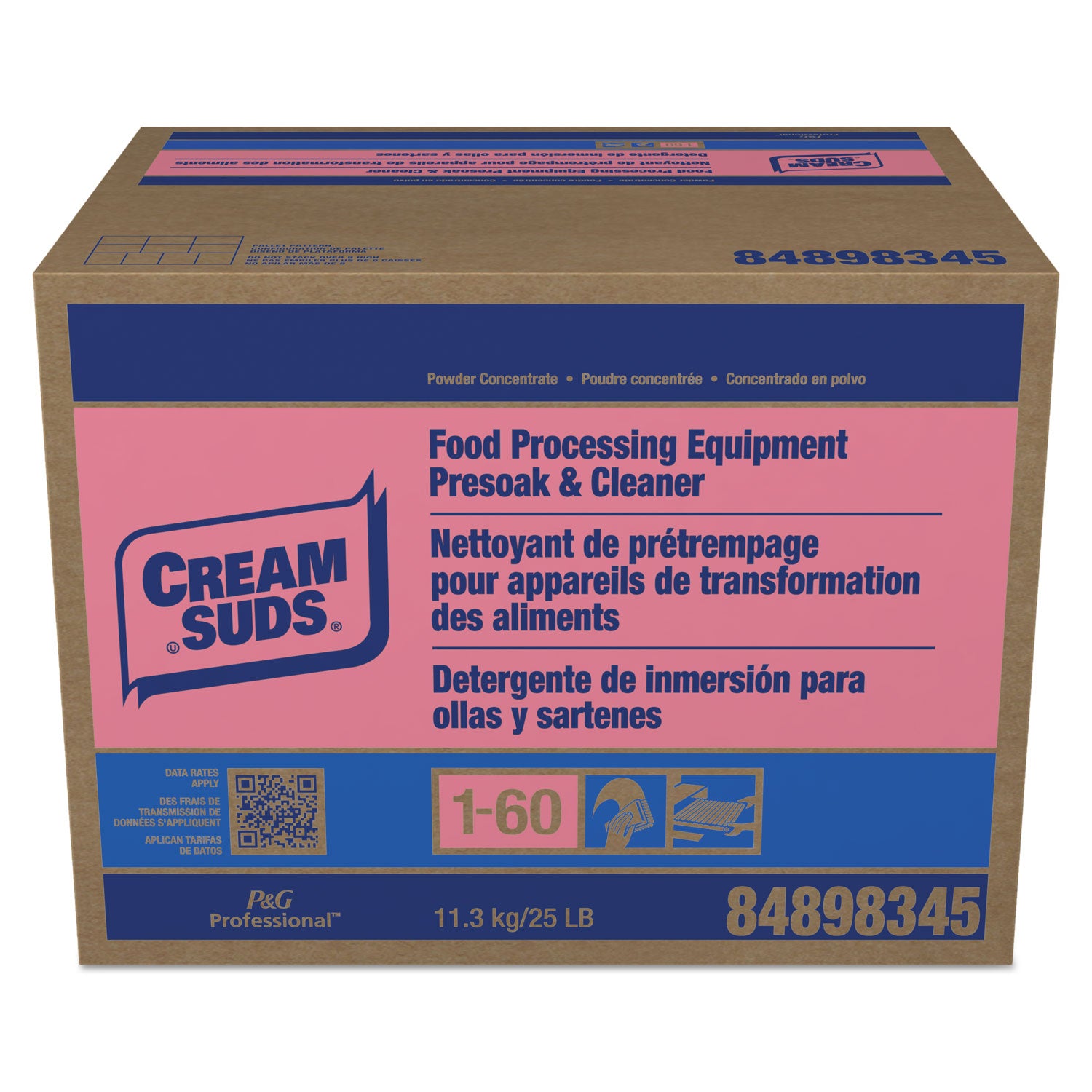 Manual Pot and Pan Presoak and Detergent with Phosphate, Baby Powder Scent, Powder, 25 lb Box