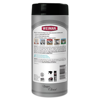 Stainless Steel Wipes, 1-Ply, 7 x 8, White, 30/Canister, 4 Canisters/Carton