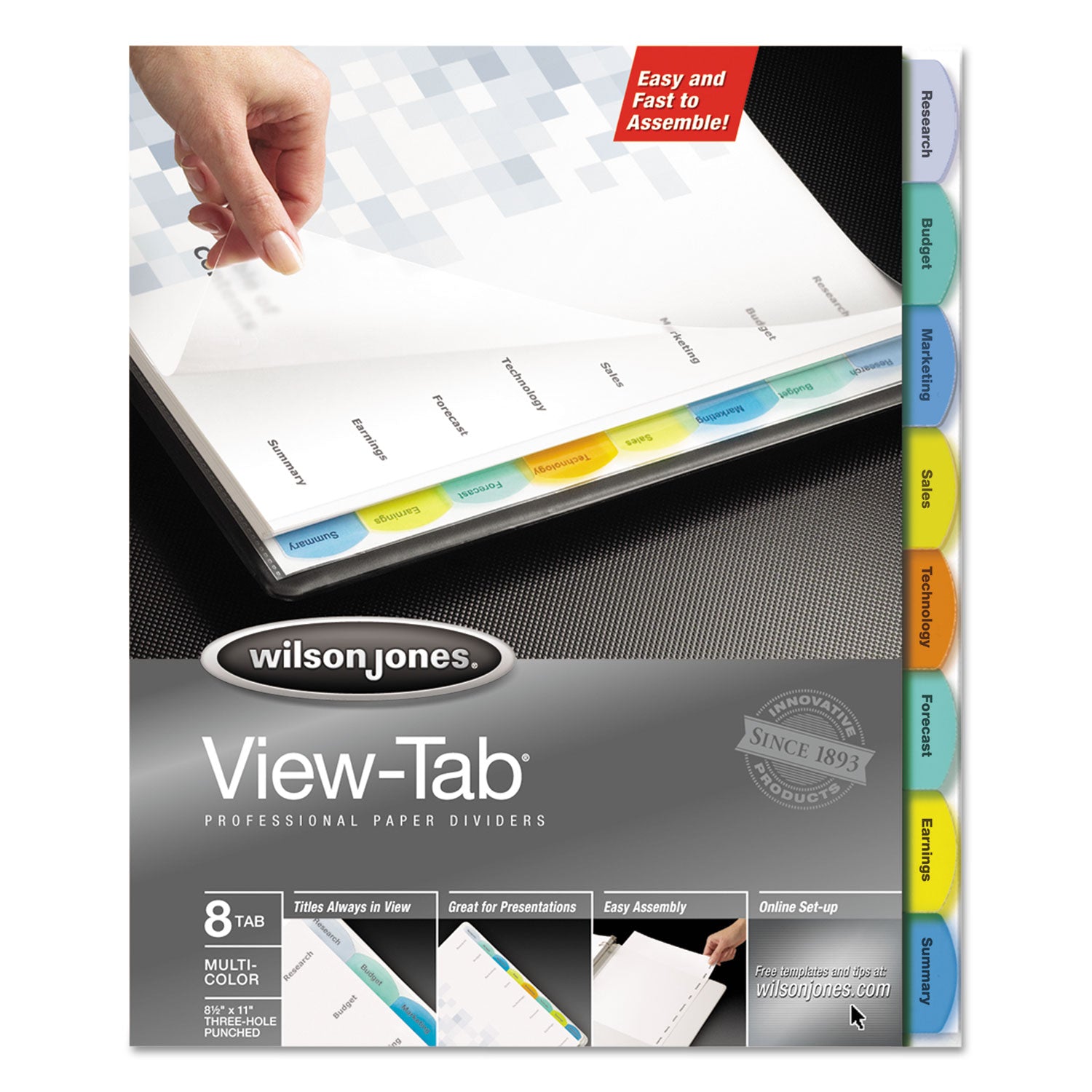 View-Tab Paper Index Dividers, 8-Tab, 11 x 8.5, White, 1 Set - 