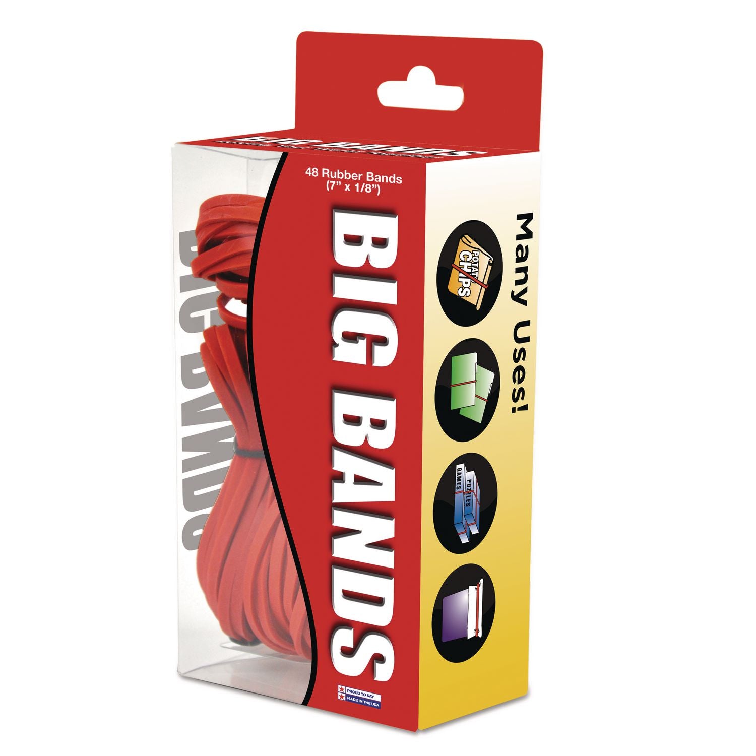 Big Bands Rubber Bands, Size 117B, 0.07" Gauge, Red, 48/Box