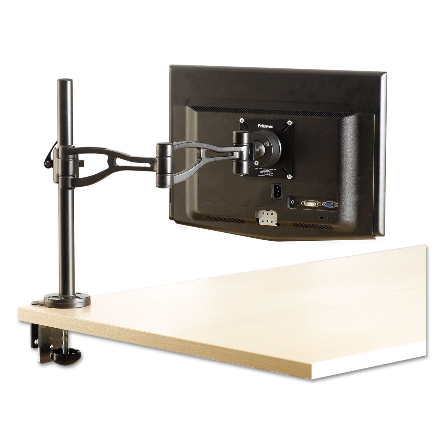 Professional Series Depth Adjustable Monitor Arm, 360 Degree Rotation, 37 Degree Tilt, 360 Degree Pan, Black, Supports 24 lb
