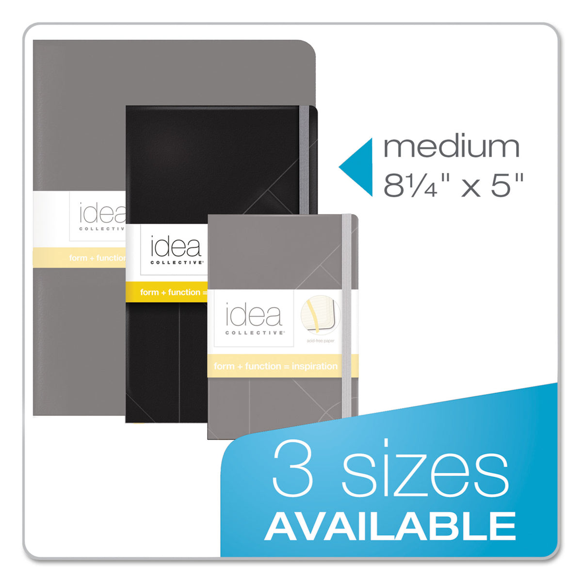Idea Collective Journal, Hardcover with Elastic Closure, 1-Subject, Wide/Legal Rule, Black Cover, (120) 8.25 x 5 Sheets