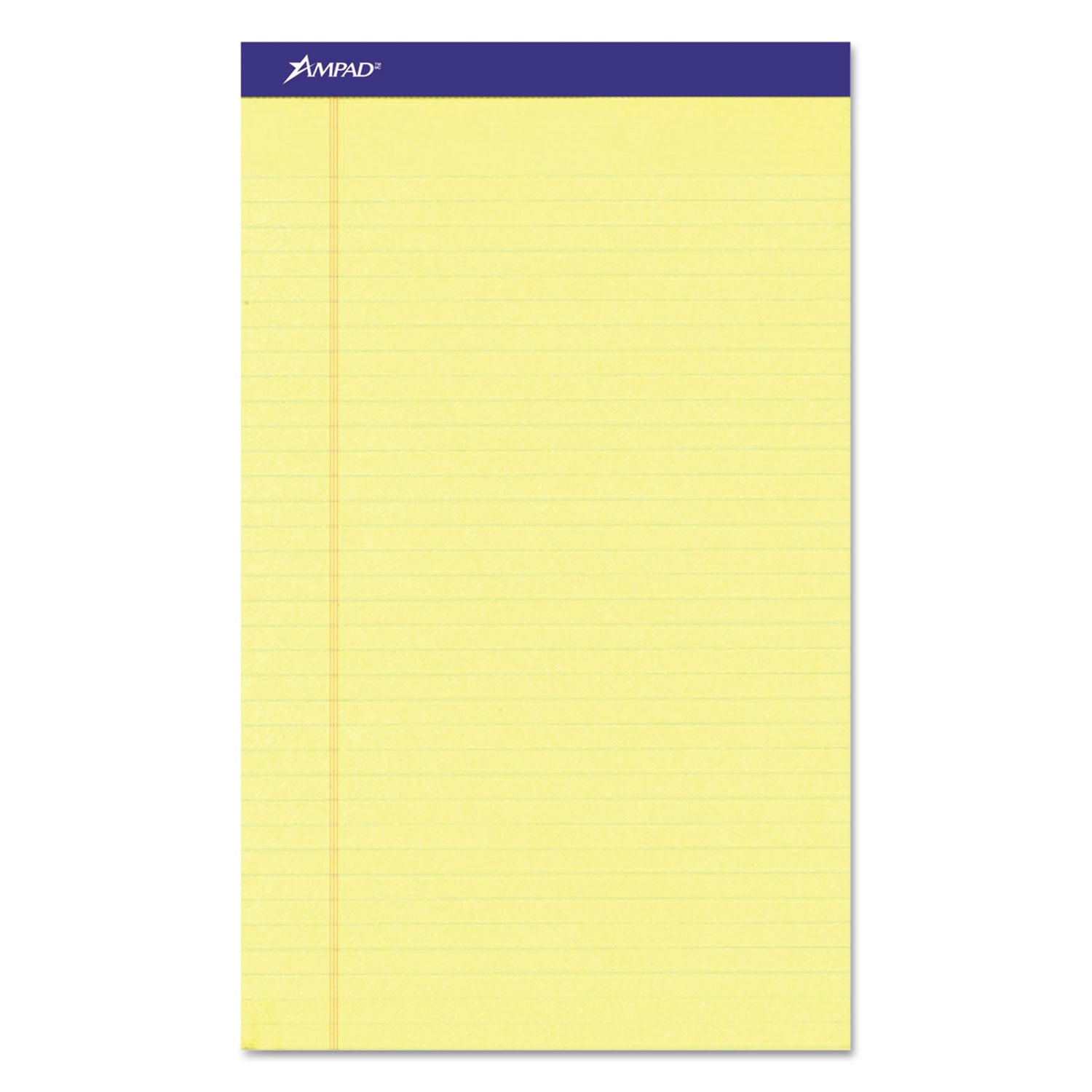 Perforated Writing Pads, Wide/Legal Rule, 50 Canary-Yellow 8.5 x 14 Sheets, Dozen - 